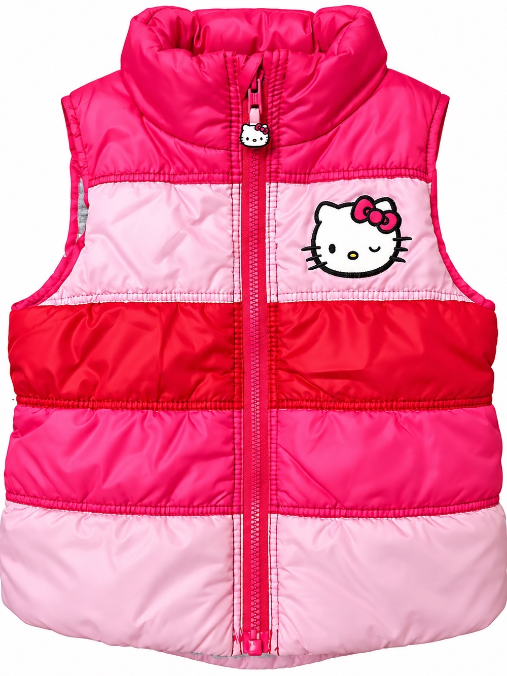 H&M Hello Kitty Girls Pink Colorblock Puffer Vest Size 9–12M